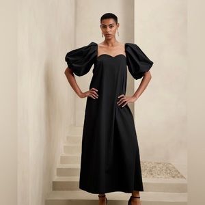 Banana Republic Black Maxi Dress with Puff Sleeves